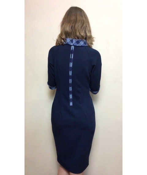 Dark blue sheath dress with a collar P174