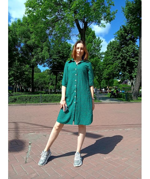Плаття-сорочка зелений штапель