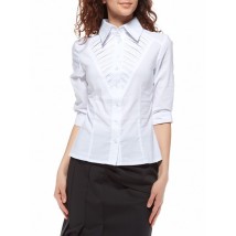 White cotton shirt with decorative yoke P75