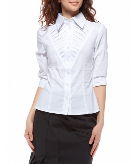 White cotton shirt with decorative yoke P75