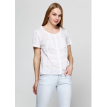 Біла жіноча блузка з батисту з мереживом Р98