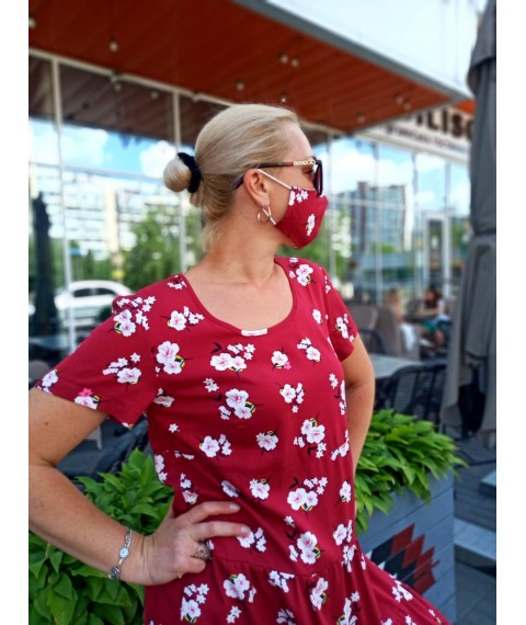 Платье штапельное вишня
