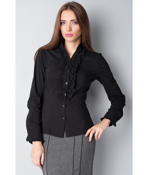 Black business shirt with ruffle