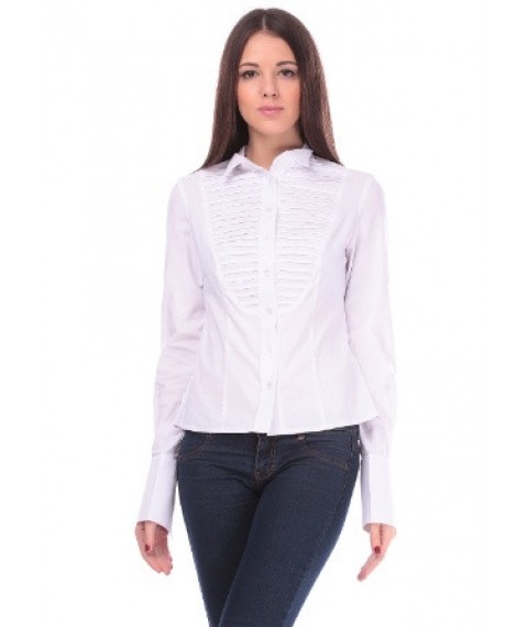 White women's business blouse with bow tie P06