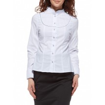 Белая женская блузка с декоративной кокеткой Р70