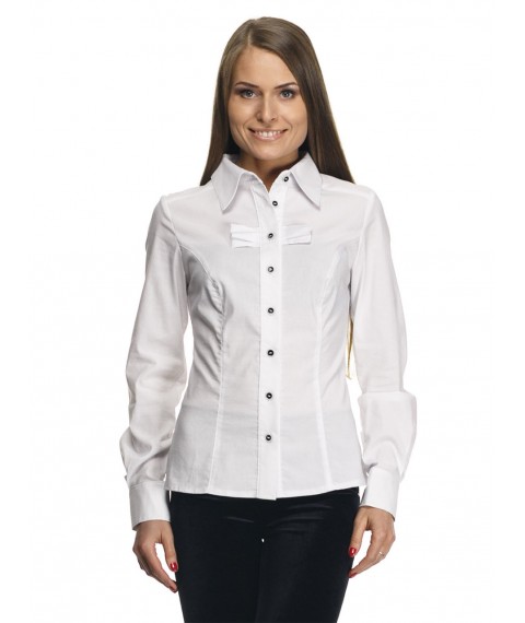 White blouse, long sleeve, with bows P106