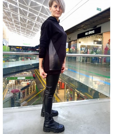 Black eco leather leggings
