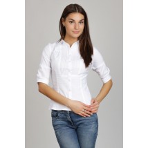 White cotton business blouse, shirt collar, P101