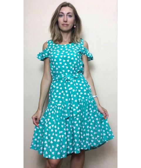 Mint dress with asymmetrical hem T152