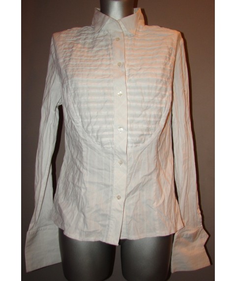 Women's white blouse with decorative shelf P06