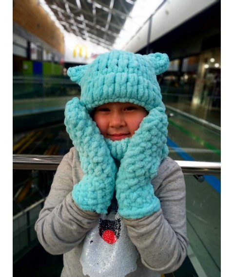 Turquoise set - hat, snood and mittens