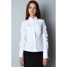 Блузка жіноча біла з декоративною пілочкою Р06
