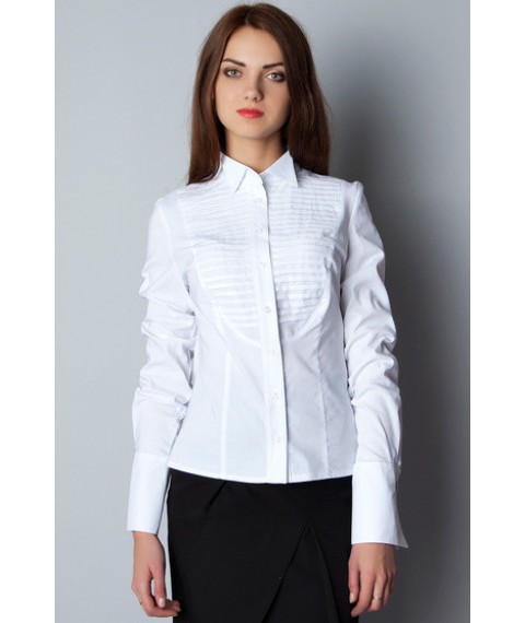 Women's white blouse with decorative shelf P06