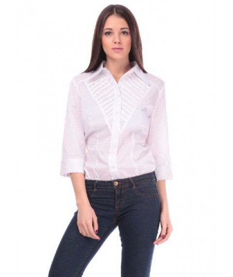 White cotton shirt with decorative yoke P75