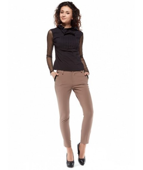 Blouse with transparent mesh sleeves