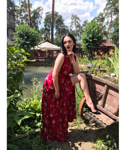 Long red wraparound sundress