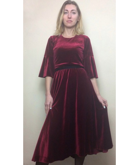 Marsala velor midi dress