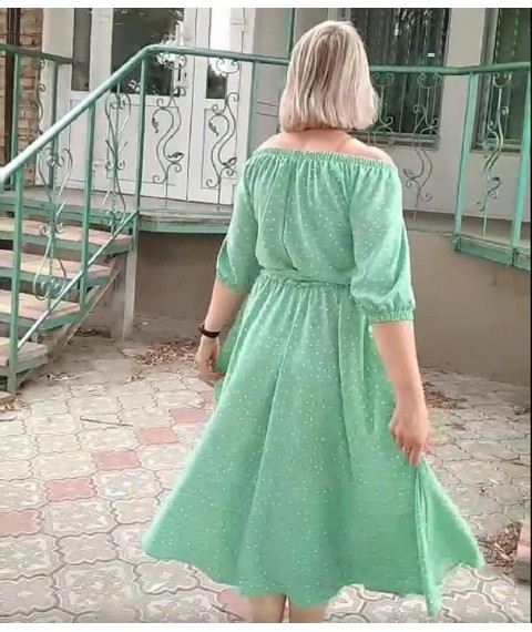Mint polka dot midi dress with elastic