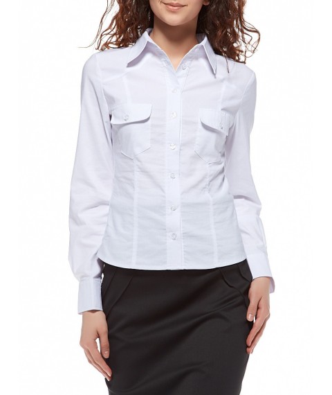 Біла жіноча сорочка з кишенями P73