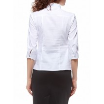 Блуза біла, комір-стійка з рюшами Р104