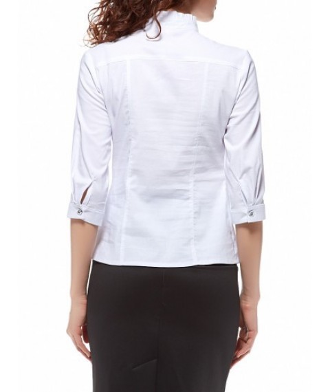 White blouse, stand-up collar with ruffles P104