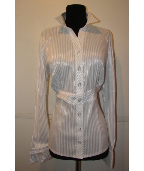 Women's striped blouse with imitation belt P50