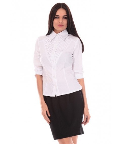 White cotton shirt with decorative yoke P75