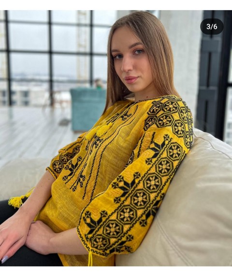 Жовта лляна вишиванка