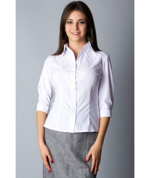 White cotton shirt with decorative yoke P75