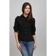 Блуза жіноча чорна, декоративна кокетка Р75