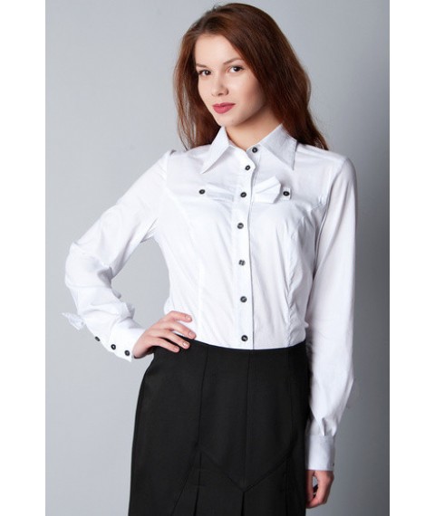 White blouse, long sleeve, with bows P106