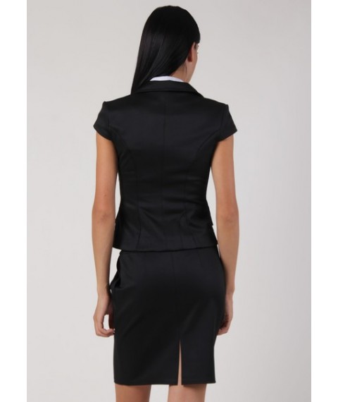 Black business vest with decorative fastener Zhl04