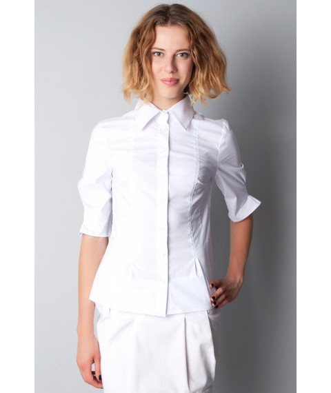 Белая женская блуза с рукавом до локтя Р40