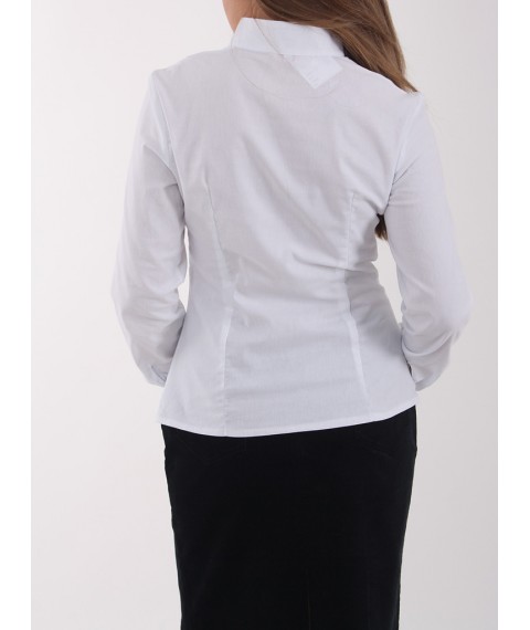 Белая женская деловая блузка под галстук "бабочка" Р06