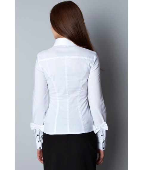 White blouse, long sleeve, with bows P106