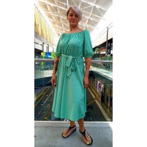 Mint polka dot midi dress with elastic