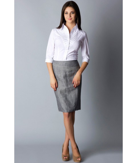 White cotton shirt with decorative yoke P75