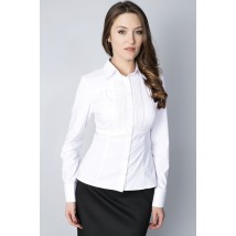 White office blouse with long sleeves, shirt collar P101