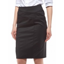 Women's black narrow skirt with decorative yoke J61