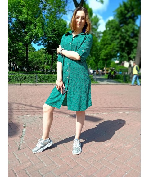 Плаття-сорочка зелений штапель