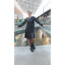 Dress made of black eco leather