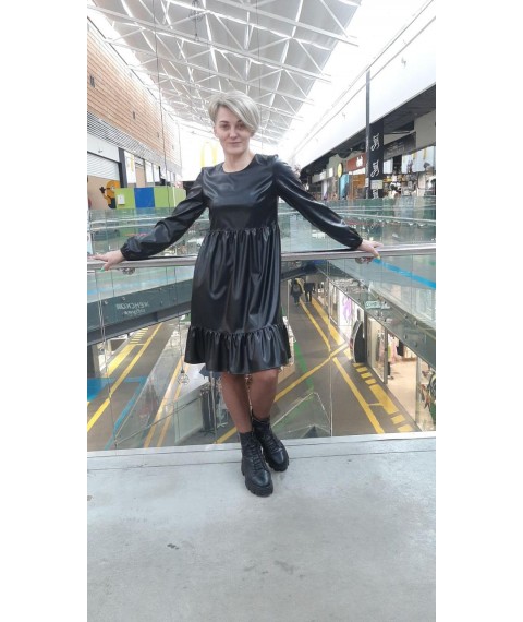 Dress made of black eco leather