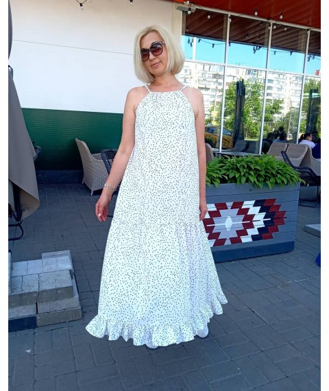 Белый сарафан в горошек