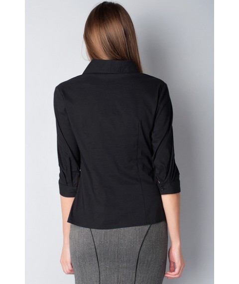 Блуза женская черная, декоративная кокетка Р75