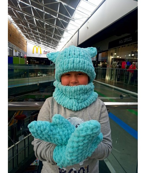 Turquoise set - hat, snood and mittens