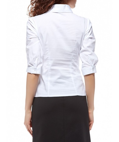 White cotton shirt with decorative yoke P75