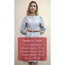 Сіре офісне плаття з рукавом три чверті П230