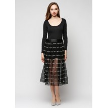Black lace midi skirt