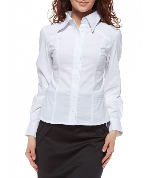 Белая женская рубашка с рельефными швами Р73
