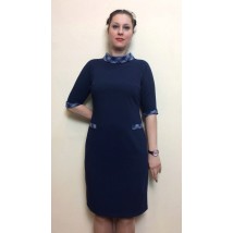 Dark blue sheath dress with a collar P174